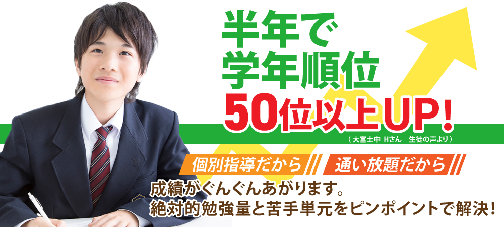 半年で学年順位50位以上UP！
